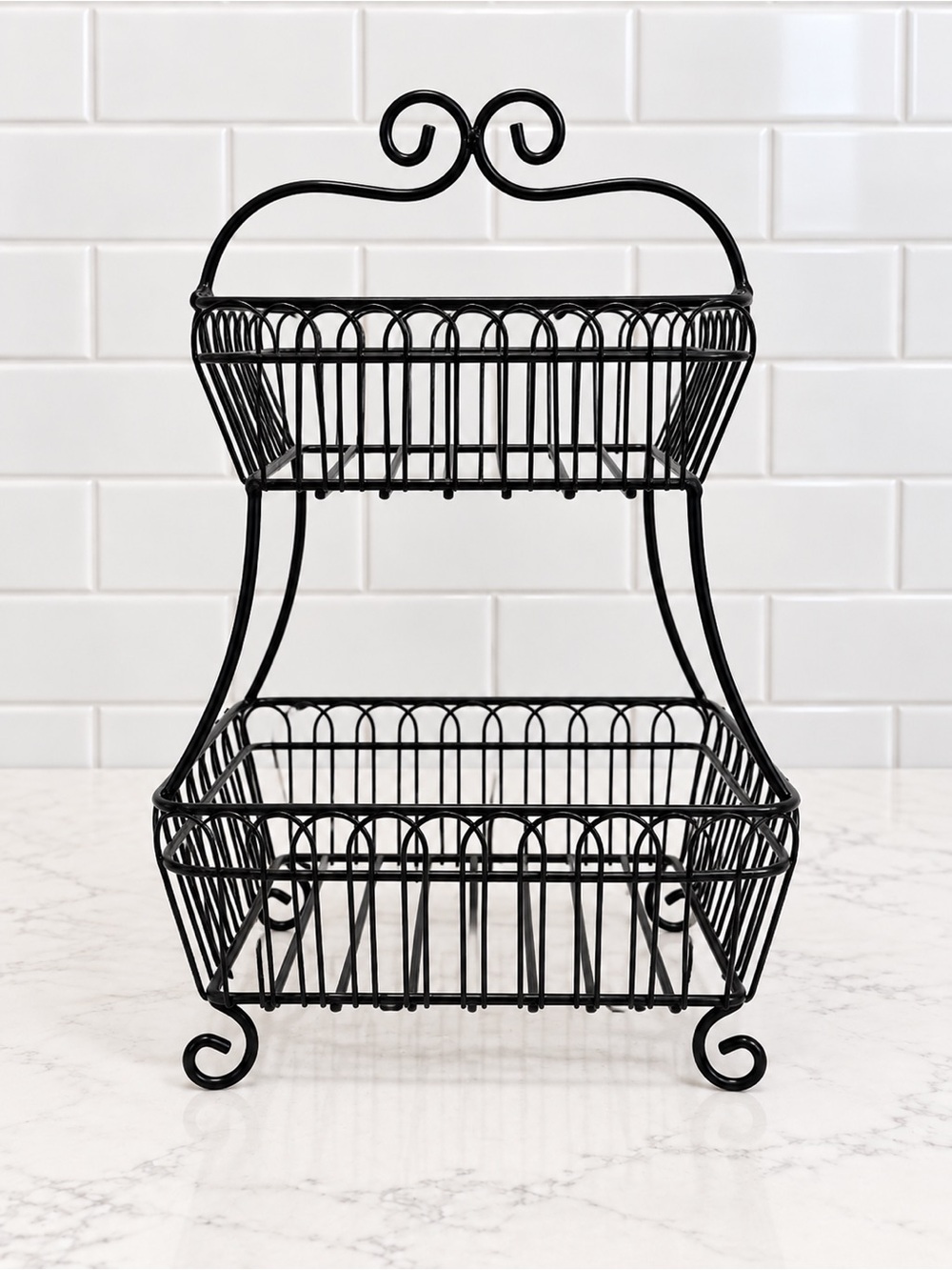 Two-Tier Black Wire Display Basket - Picture 8 of 9